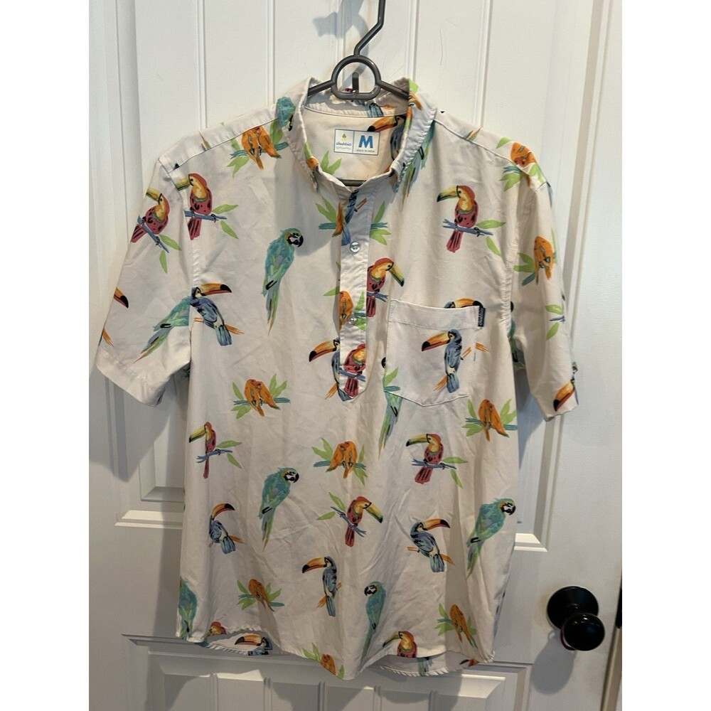 Chubbies Mens M Tropical Toucan Parrot Hawaiian Camp Shirt Short Sleeve